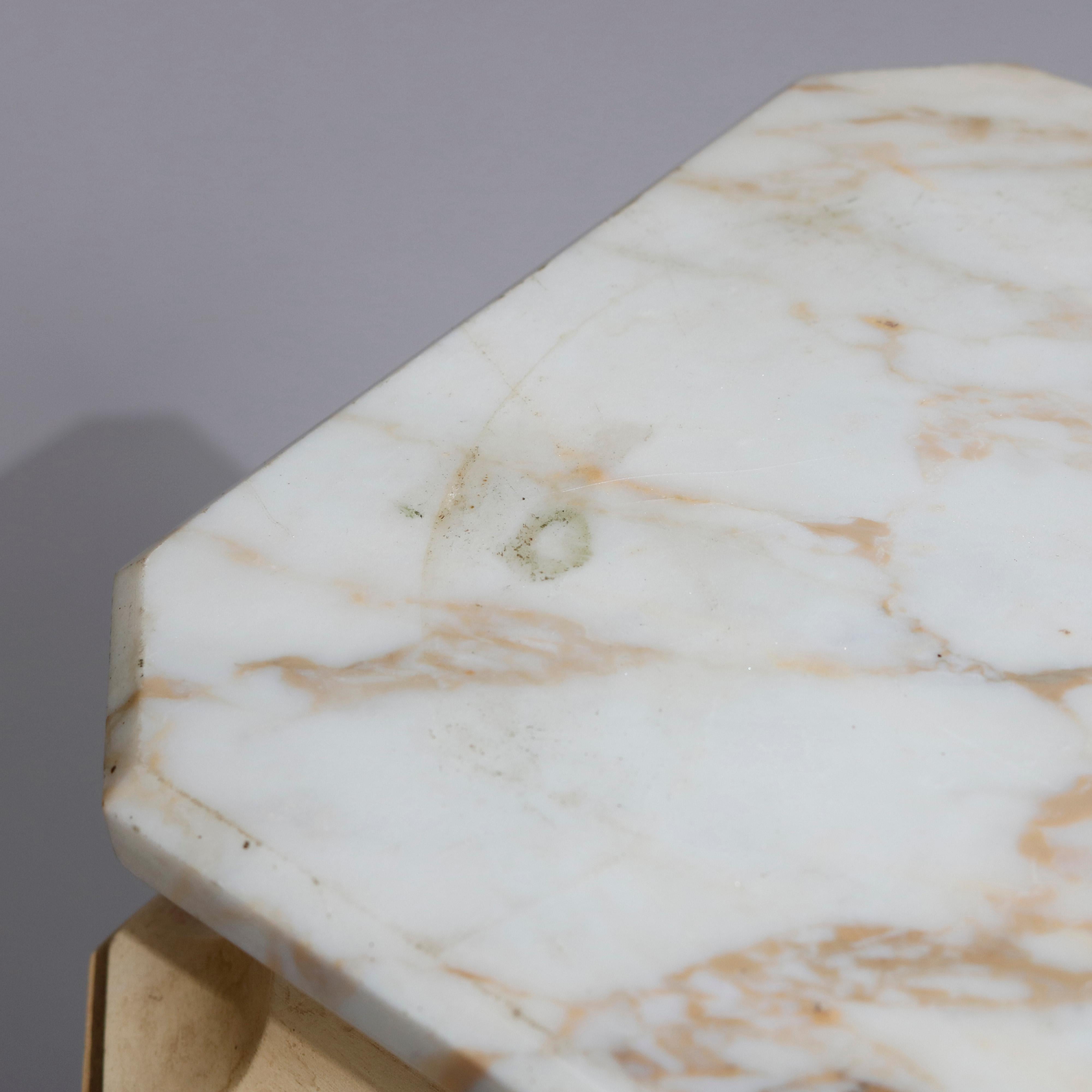 Vintage Italian Parcel Gilt Carved Wood Marble-Top Pedestal, 20th Century 5