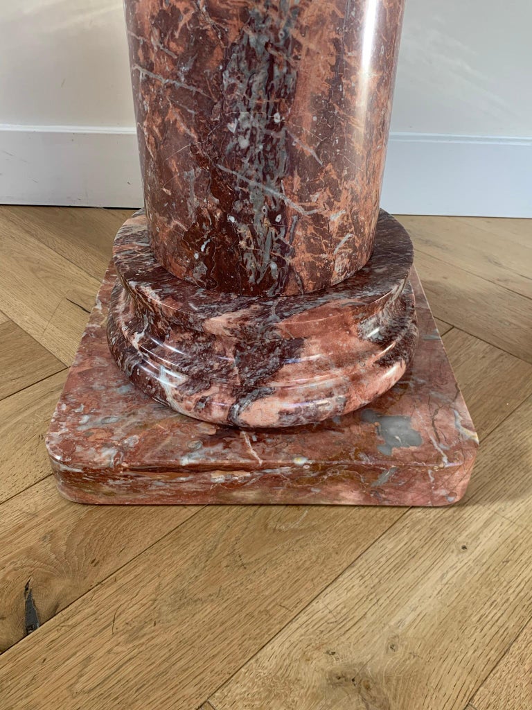 Vintage Italian Neoclassical Pink Marble Column, circa 1960 at 1stDibs