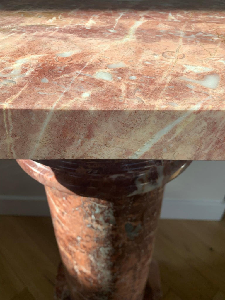 Vintage Italian Neoclassical Pink Marble Column, circa 1960 at 1stDibs