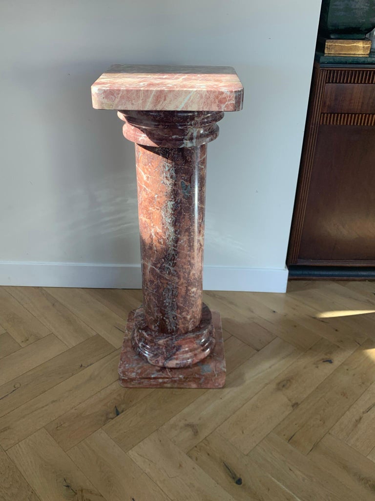 Vintage Italian Neoclassical Pink Marble Column, circa 1960 at 1stDibs