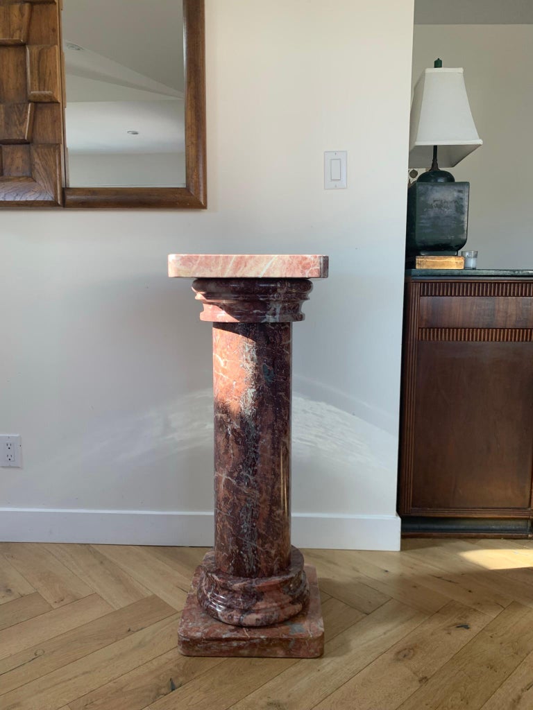 Vintage Italian Neoclassical Pink Marble Column, circa 1960 at 1stDibs