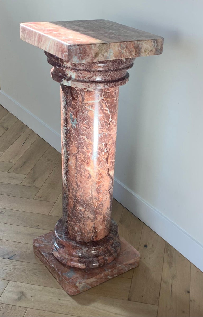 Vintage Italian Neoclassical Pink Marble Column, circa 1960 at 1stDibs