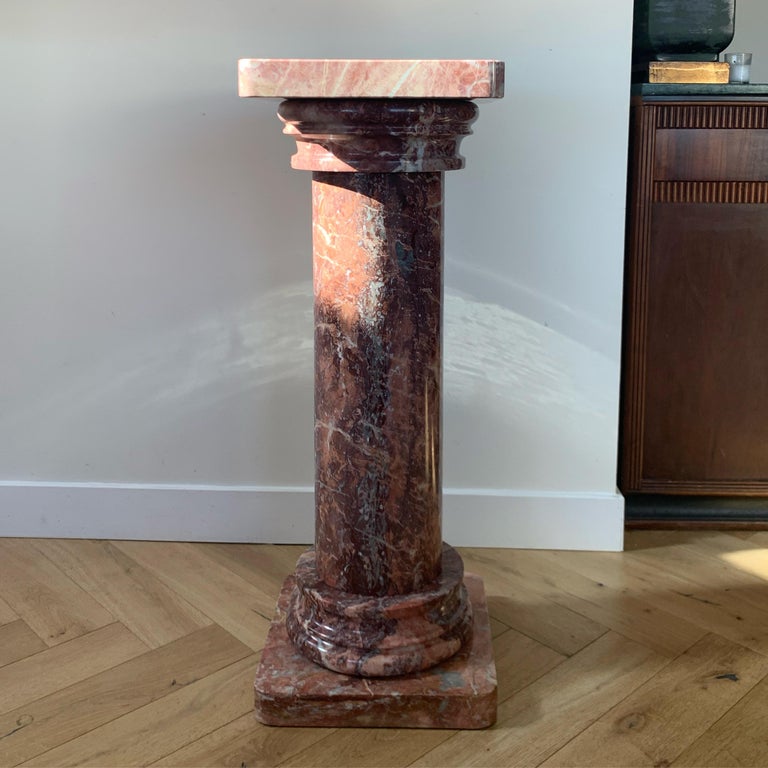 Vintage Italian Neoclassical Pink Marble Column, circa 1960 at 1stDibs