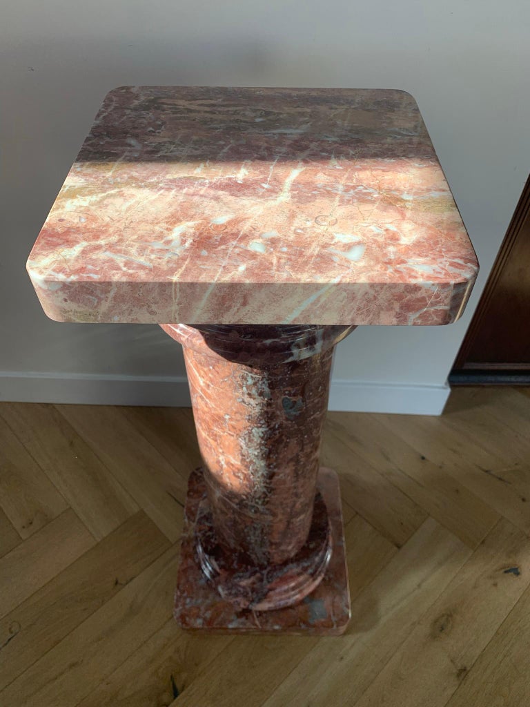 Vintage Italian Neoclassical Pink Marble Column, circa 1960 at 1stDibs