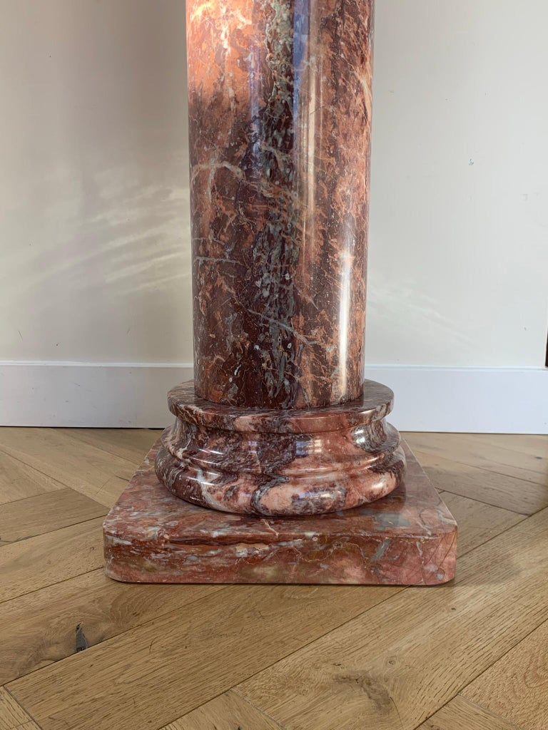 Vintage Italian Neoclassical Pink Marble Column, circa 1960 at 1stDibs