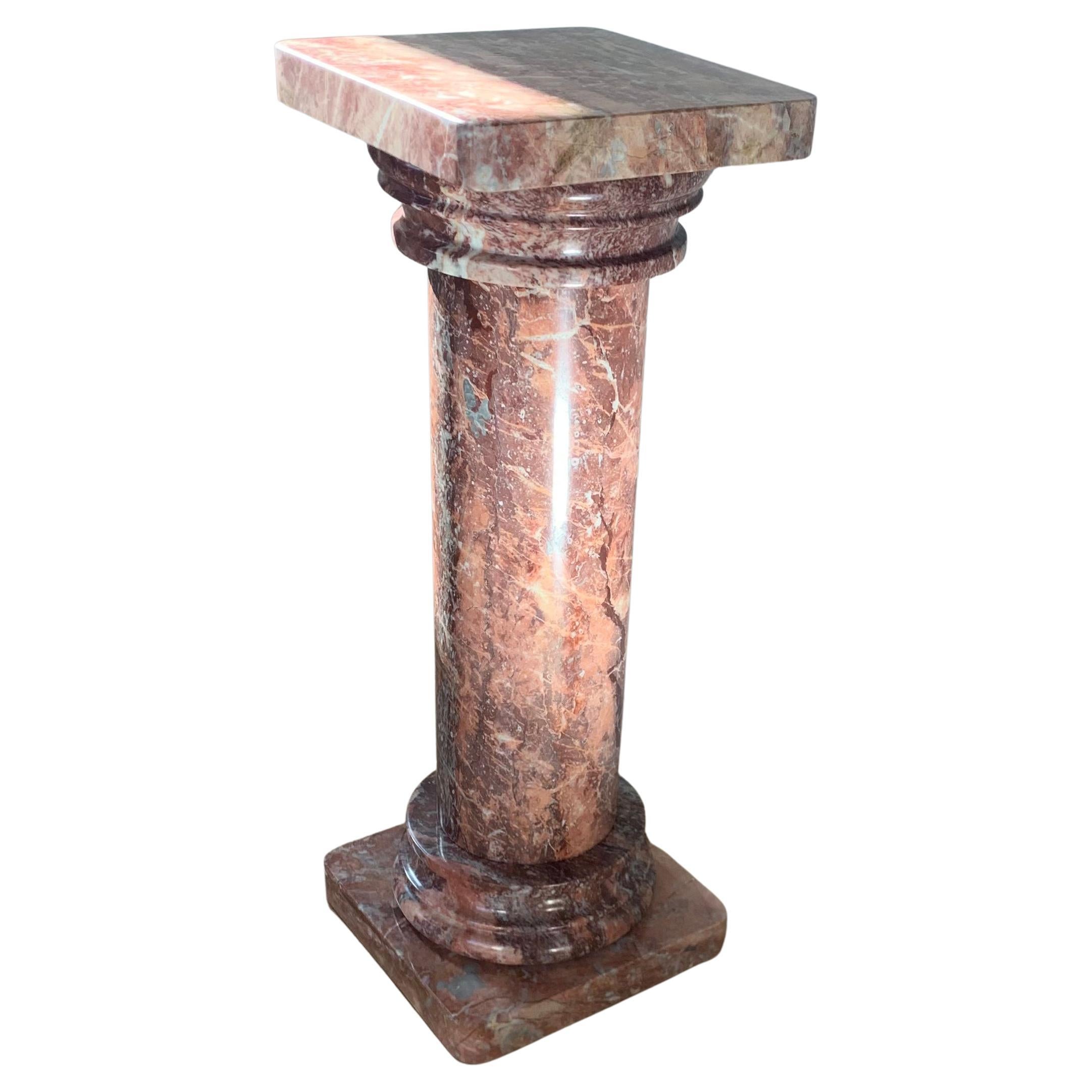 Vintage Italian Neoclassical Pink Marble Column, circa 1960 at 1stDibs