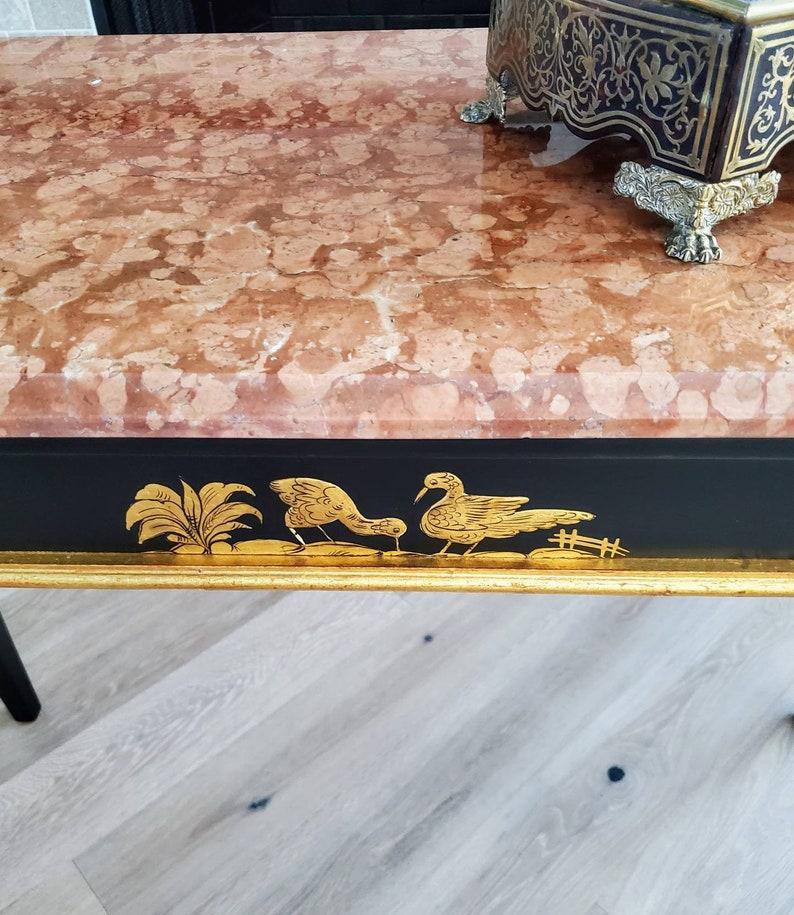 Vintage Italian Neoclassical Rococo Marble Top Console Table For Sale 3