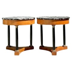Vintage Italian Neoclassical Stone Top Side Tables - A Pair
