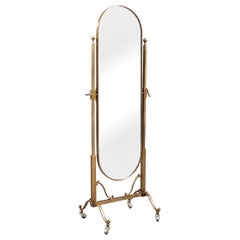 Specchio da toeletta vintage in ottone, stile neoclassico italiano