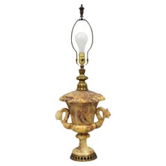 Vintage Italian Neoclassical Style Carved Alabaster Trophy Cup Urn Table Lamp