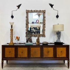 Vintage Italian Neoclassical Style Carved Wood Beveled Mirror