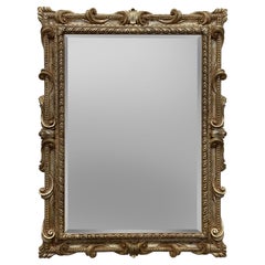 Vintage Italian Neoclassical Style Carved Wood Beveled Mirror