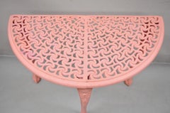 Vintage Italian Neoclassical Style Cast Aluminum Pink Demilune Console Table