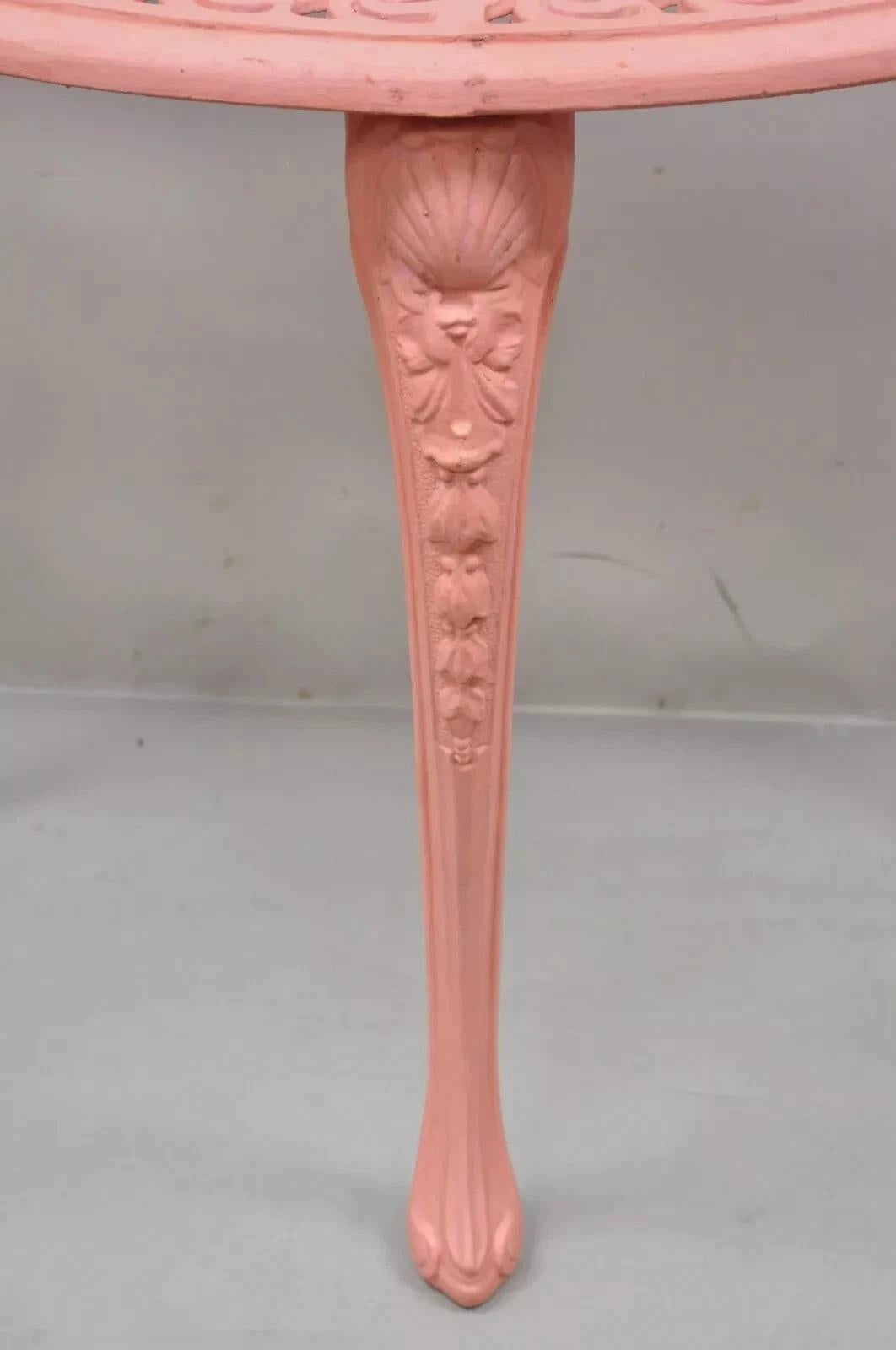 Unknown Vintage Italian Neoclassical Style Cast Aluminum Pink Demilune Console Table For Sale