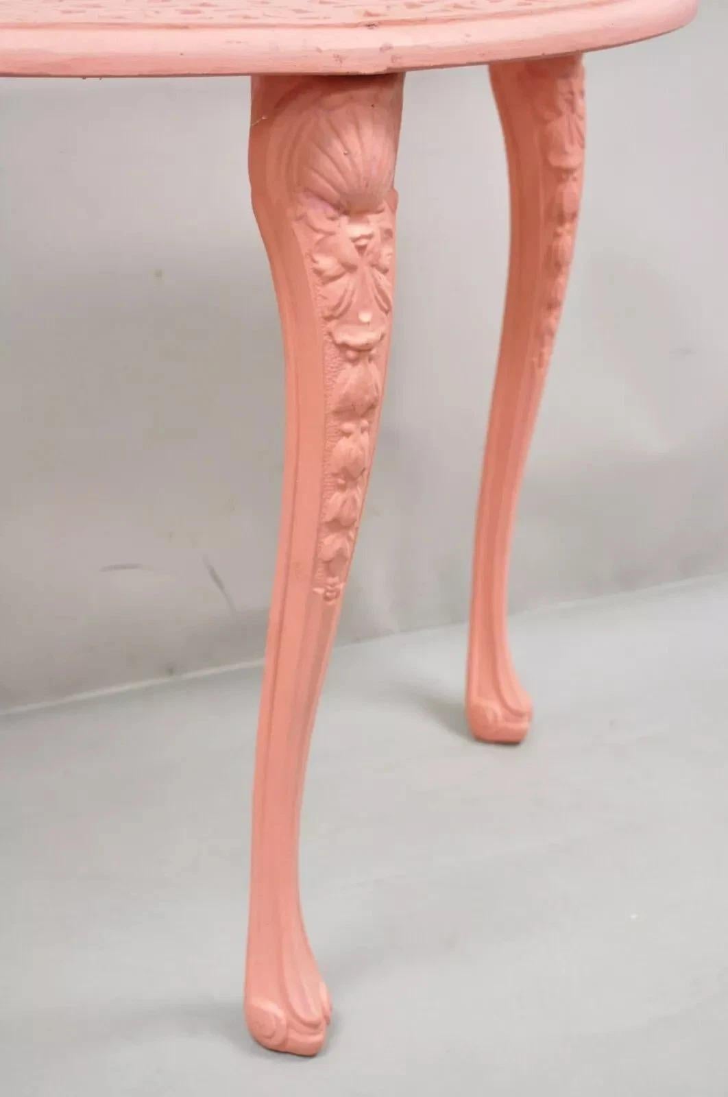 Vintage Italian Neoclassical Style Cast Aluminum Pink Demilune Console Table In Good Condition For Sale In Philadelphia, PA