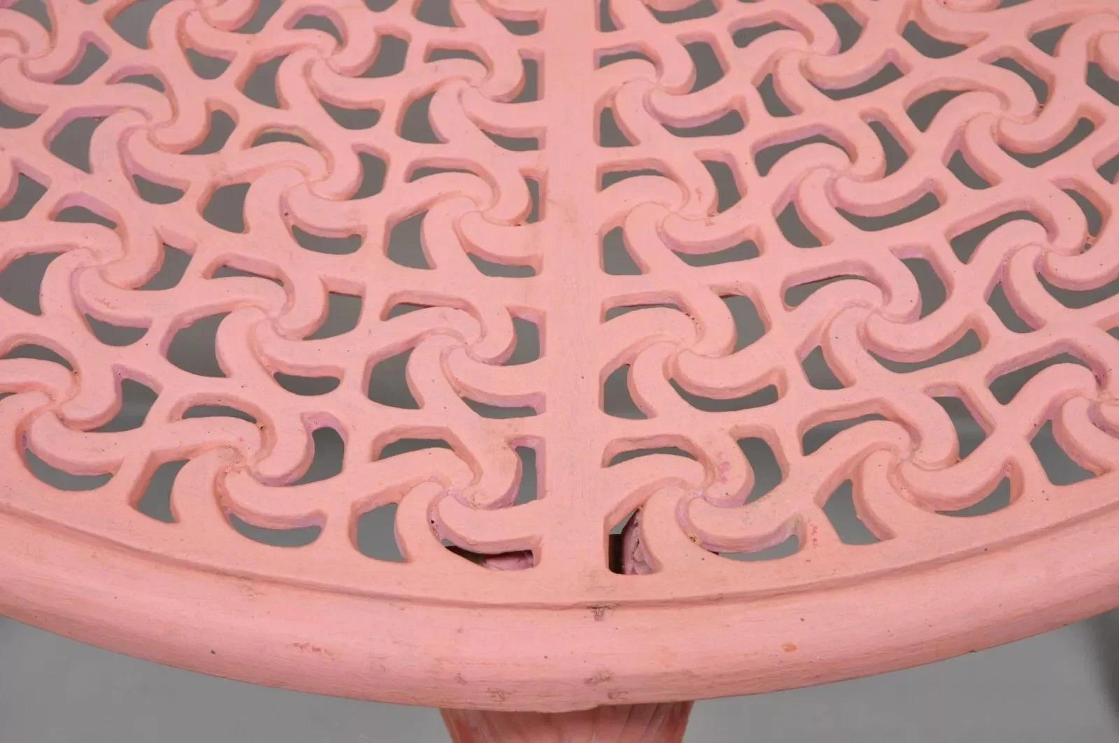 20th Century Vintage Italian Neoclassical Style Cast Aluminum Pink Demilune Console Table For Sale