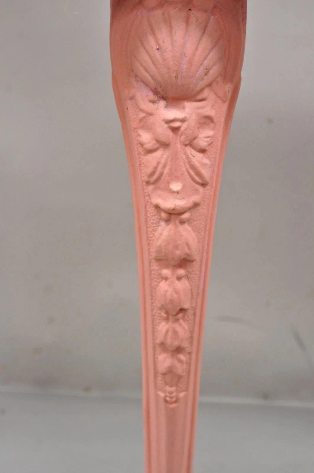 Vintage Italian Neoclassical Style Cast Aluminum Pink Demilune Console Table For Sale 3