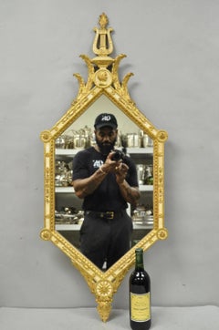 Vintage Italian Neoclassical Style Cream & Gold Gilt Carved Wood Wall Mirror