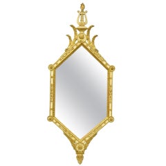 Vintage Italian Neoclassical Style Cream & Gold Gilt Carved Wood Wall Mirror