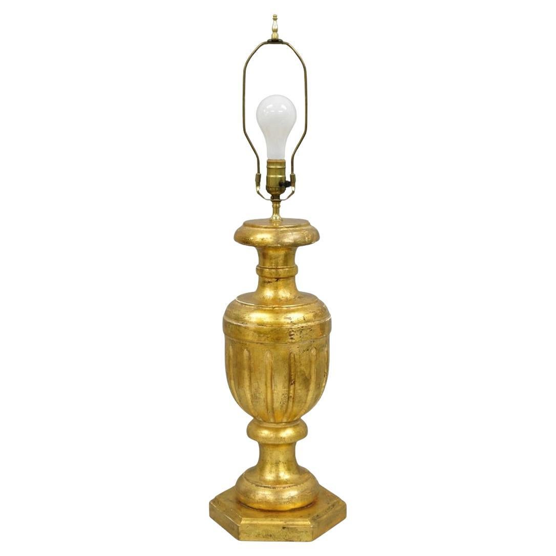 Vintage Italian Neoclassical Style Gold Giltwood Empire Urn Form Table Lamp