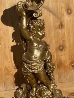 Vintage Italian Neoclassical Style Gold Ornate Cherub Putti Pedestal Plant Stand