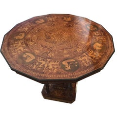 Vintage Italian Neoclassical Style Marquetry Inlaid Table