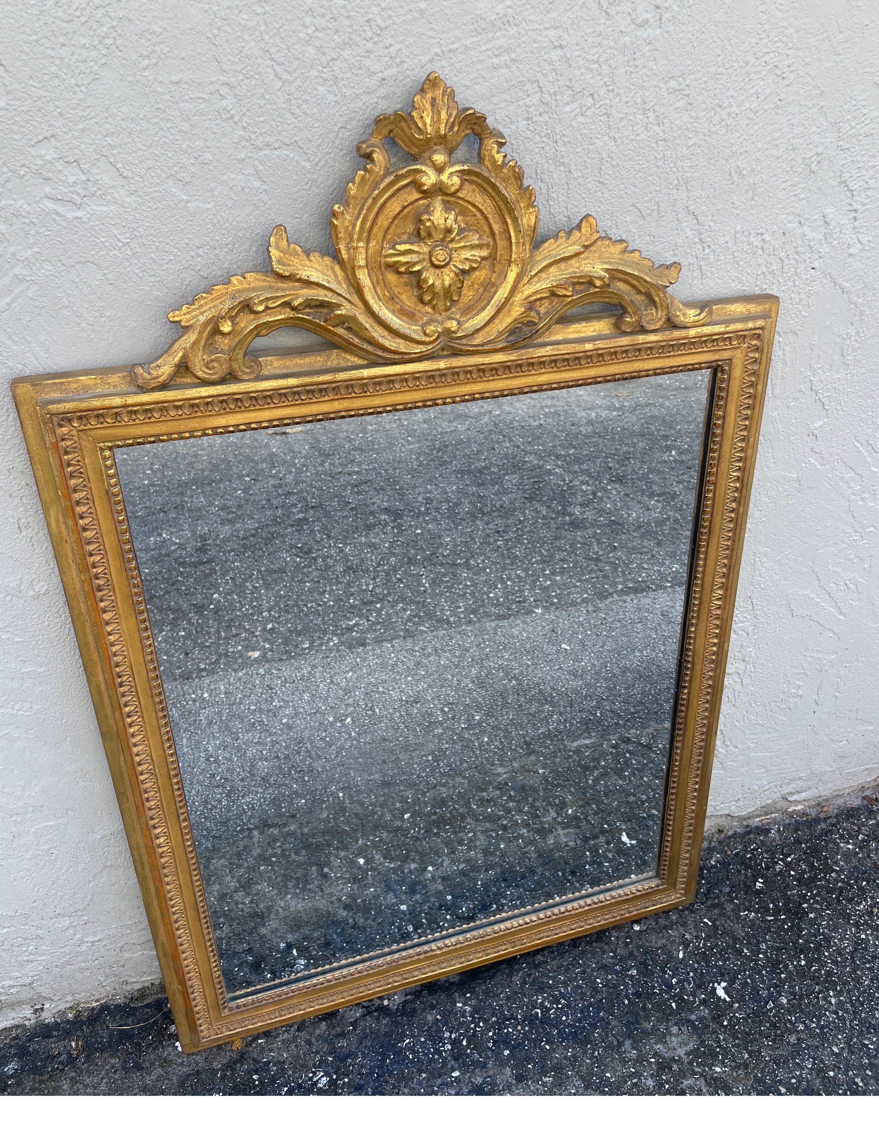 Giltwood Vintage Italian Neoclassical Style Mirror by Borghese For Sale
