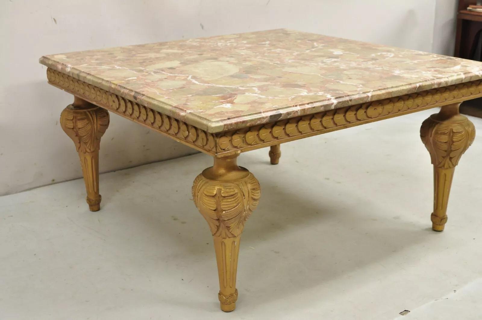 Table basse carrée italienne de style néoclassique rose et rouge en vente 5
