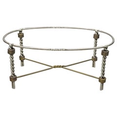 Tavolino ovale in stile neoclassico italiano, acciaio, bronzo, metallo ritorto.