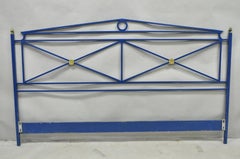 Vintage Italian Neoclassical Wrought Iron & Brass X-Frame King Sz Bed Headboard