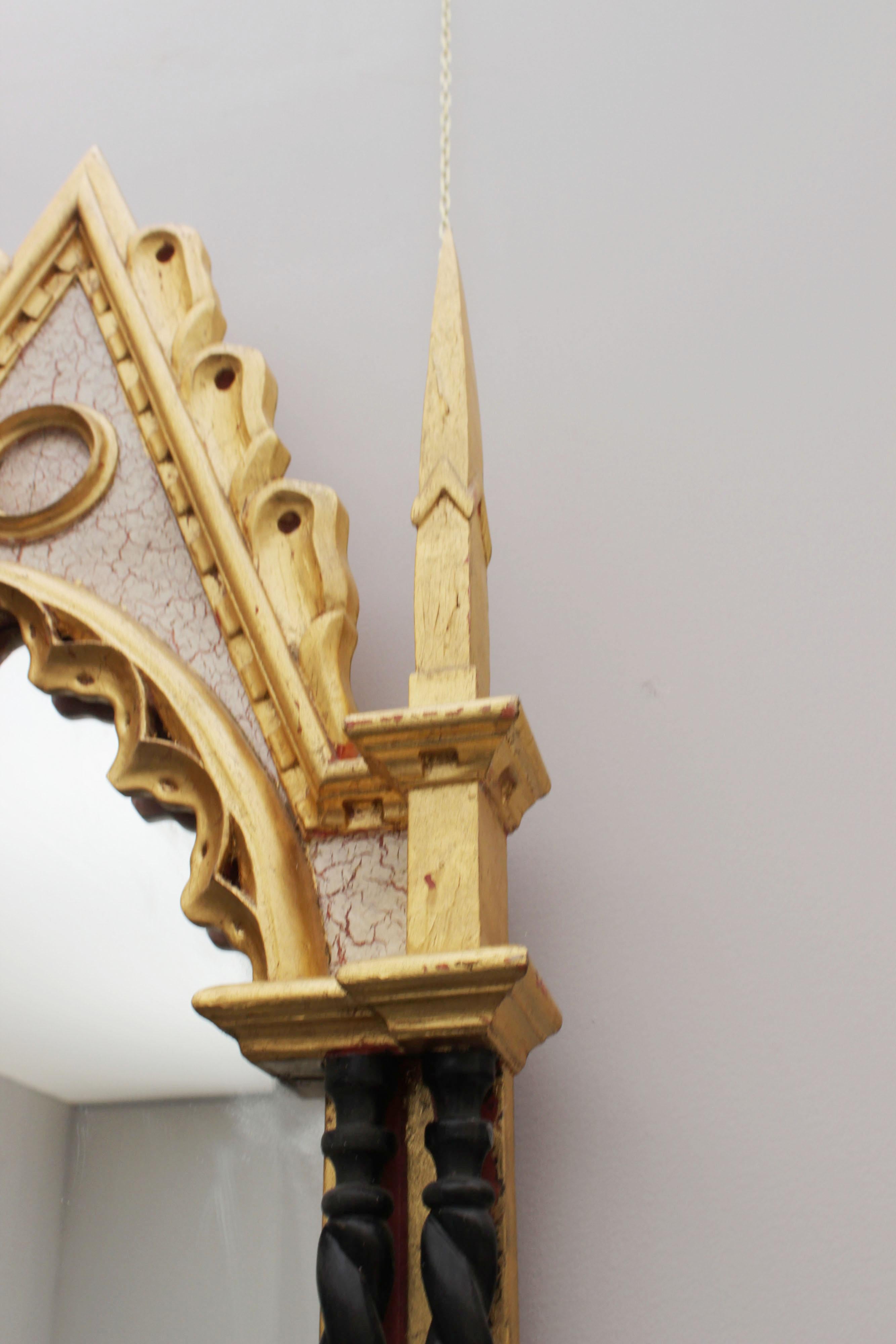 Gold Vintage Italian Neogothic Mirror, 1970s For Sale