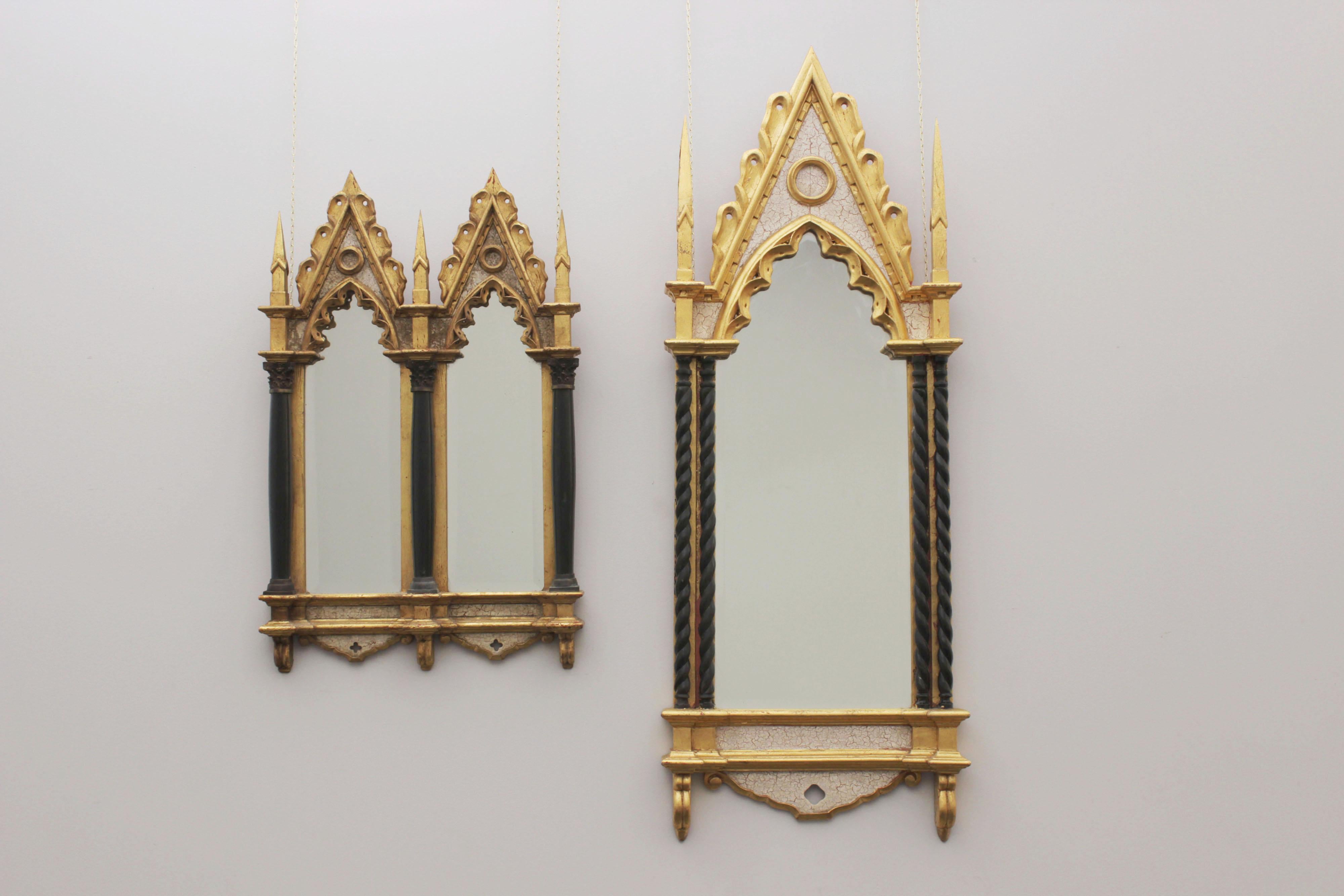 Gold Vintage Italian Neogothic Mirror, 1970s For Sale
