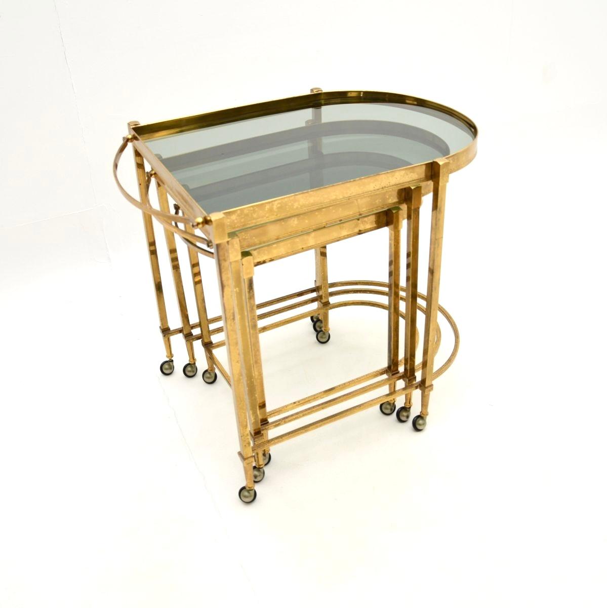 Vintage Italian Nest of Tables in Brass