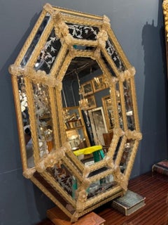 Vintage Italian Octagonal Flower Mirror