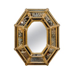 Vintage Italian Octagonal Flower Mirror