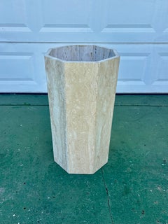 Vintage Italian Octagonal Travertine Planter, 1970s