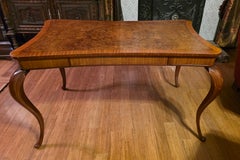 Vintage Italian Olive Burl Writing Desk with Cabriole Legs, 1950