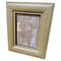 Vintage Italian Olive Green Leather Picture Frame, 1970s