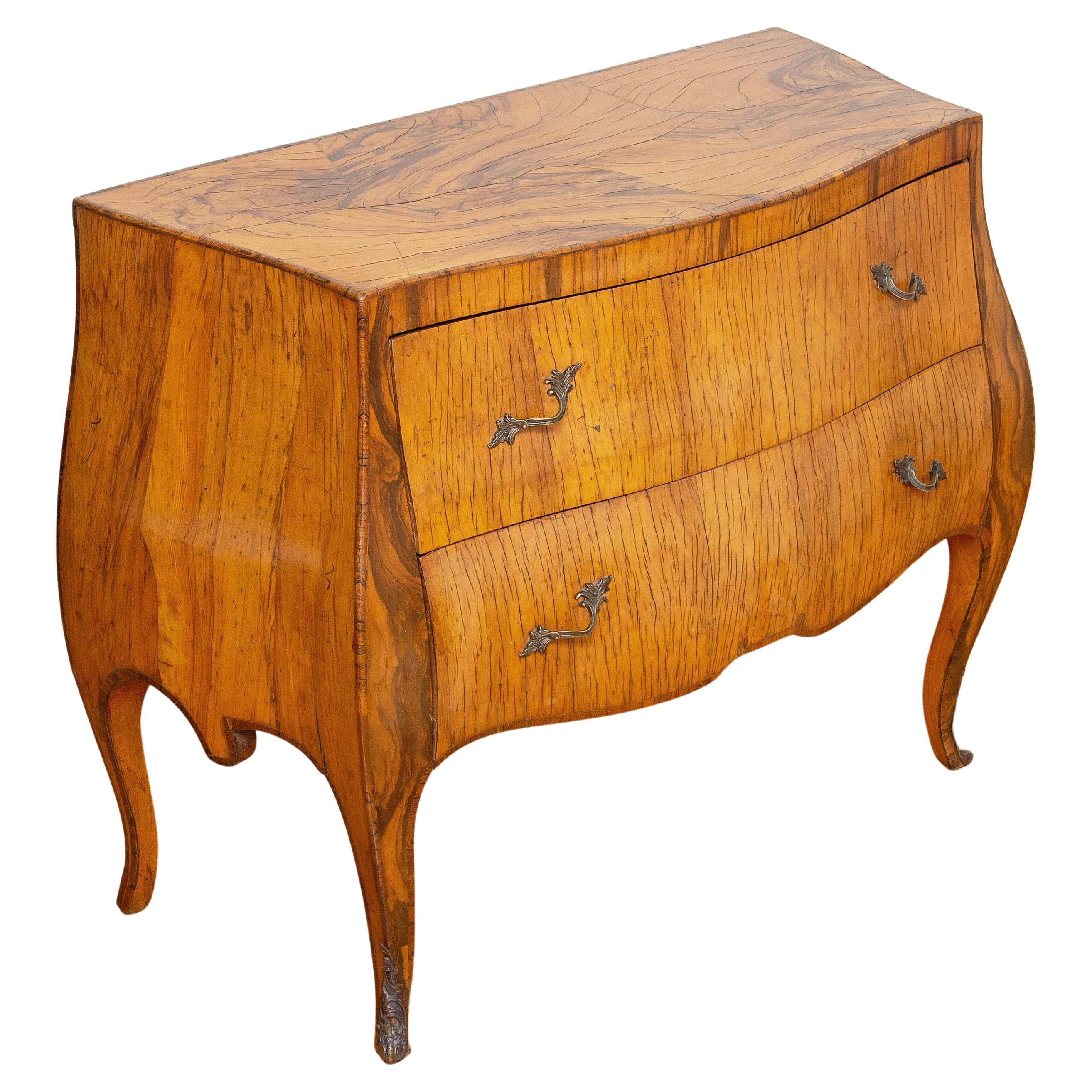 Vintage Italian Olive Wood Bombe Commode or Chest