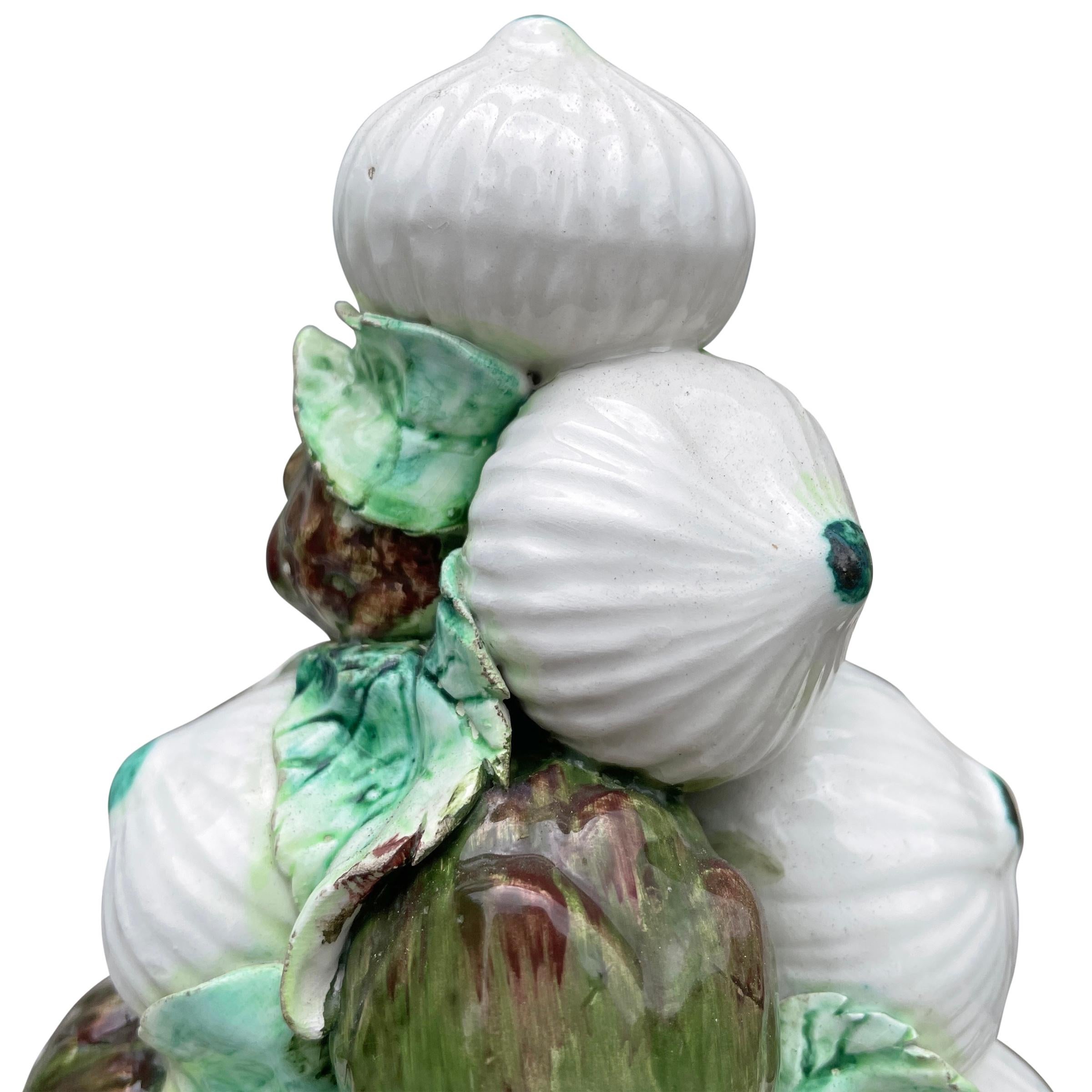 Glazed Vintage Italian Onion and Artichoke Finial Topiary For Sale