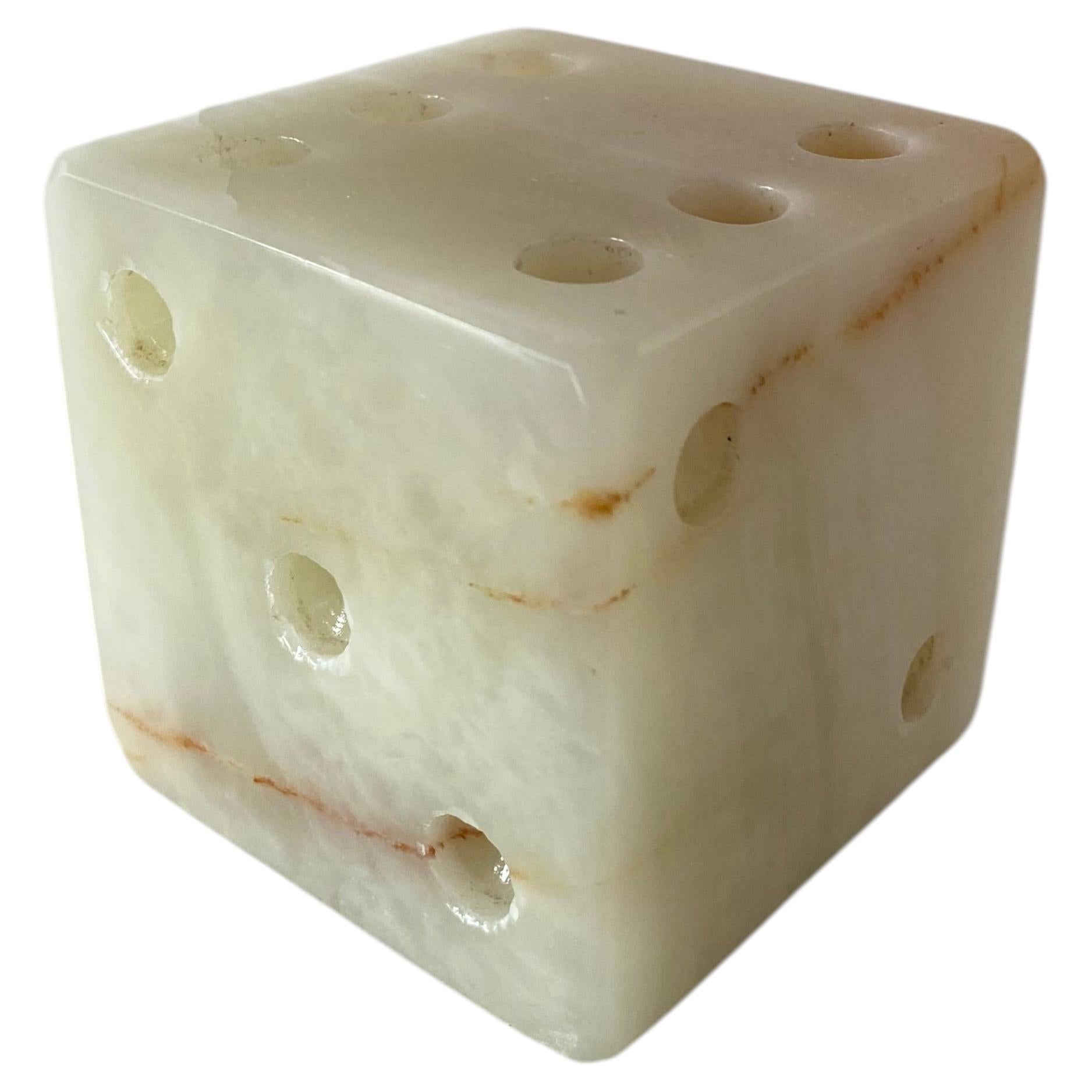 Vintage Italian Onyx & Alabaster Pencil Stand Paperweight, 1960s