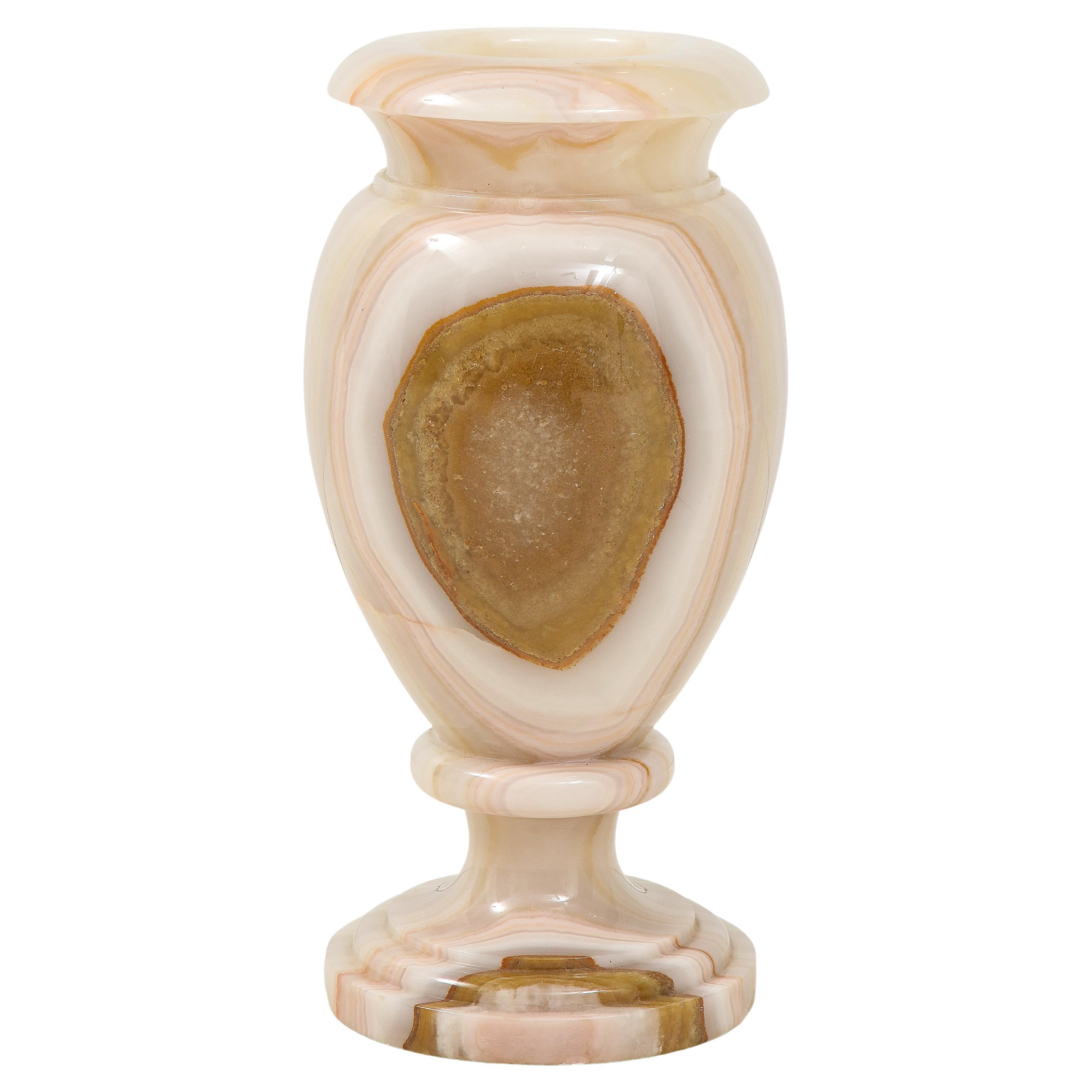 Vintage Italian Onyx Baluster Form Vase  For Sale