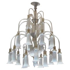 Vintage Italian Opaline Murano Glass Chandelier, c. 1950's