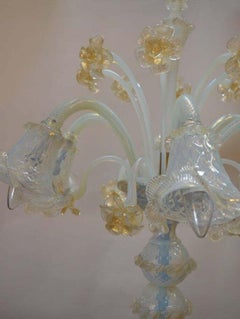 Vintage Italian Opaline Murano Glass Floor Lamp, c. 1970's