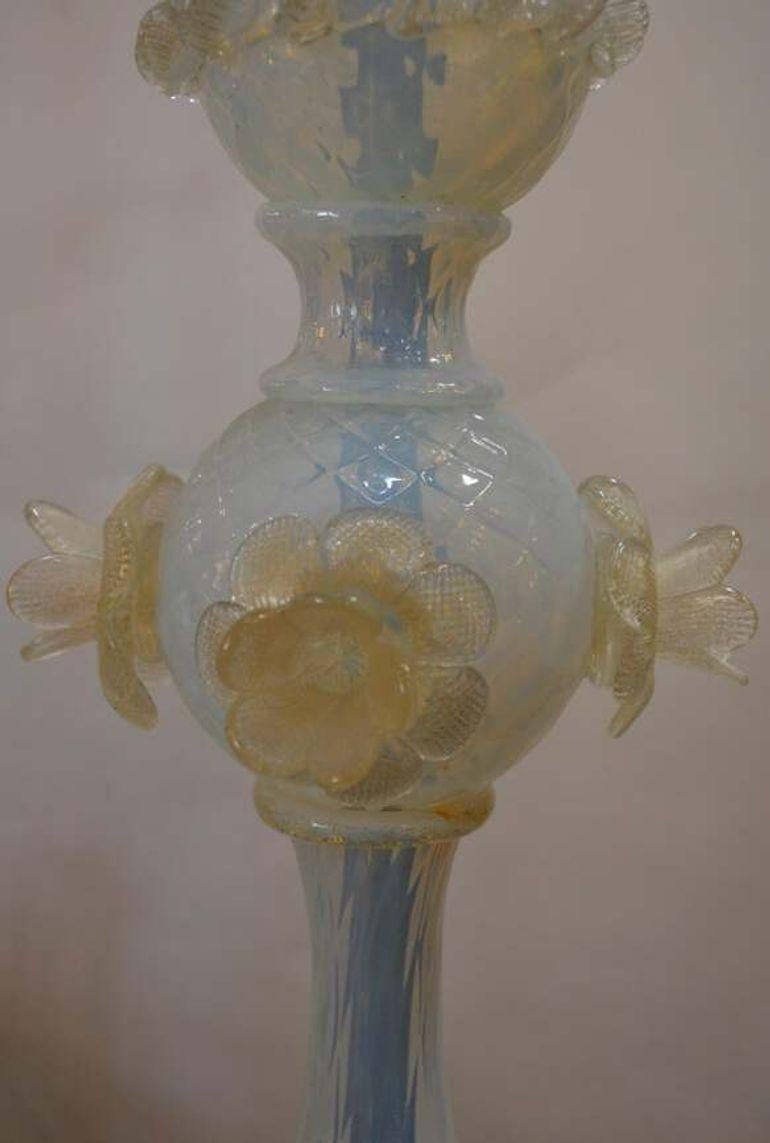Vintage Italian Opaline Murano Glass Floor Lamp, c. 1970's For Sale 2