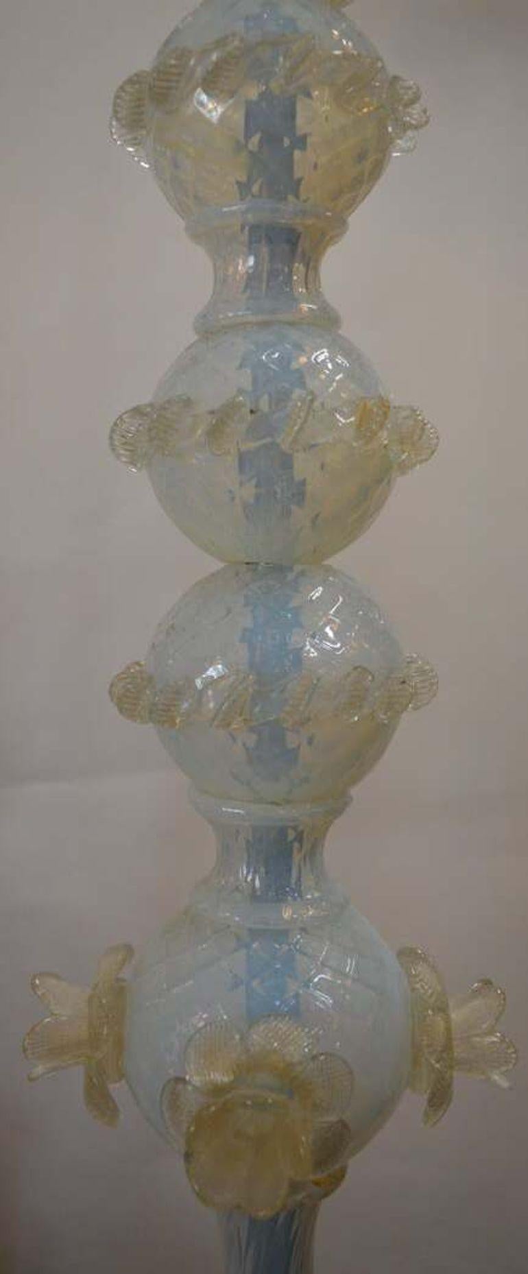 Vintage Italian Opaline Murano Glass Floor Lamp, c. 1970's For Sale 3