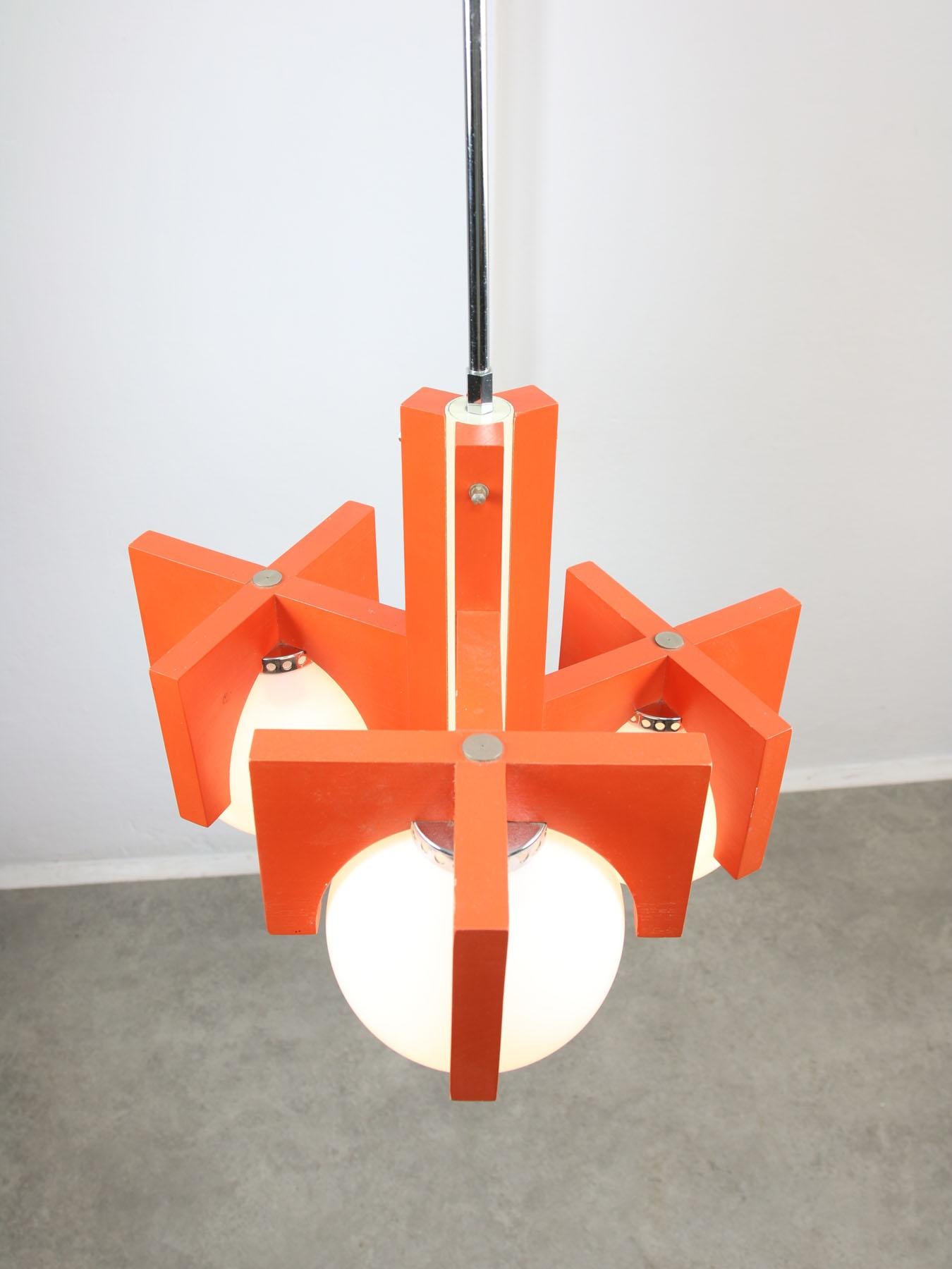 Lustre italien vintage orange et opaline, années 1970 en vente 2