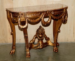 VINTAGE italienischeORNATELY HANDgeschnitzte DEMI LUNE GiLTWOOD & MARBLE CONSOLE TABLE