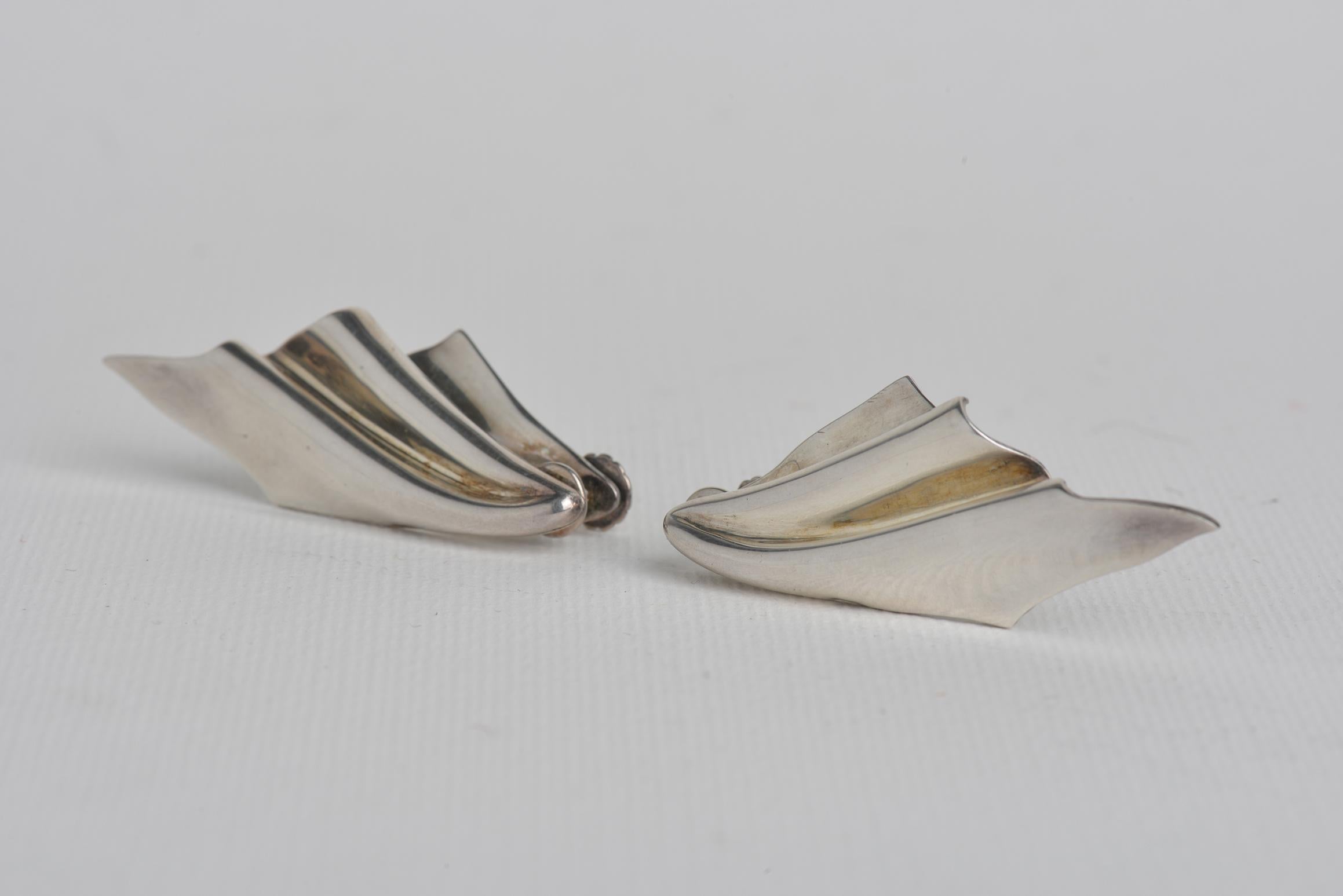 Other Vintage Italian Silver Signed Earrings, Headscarf Pattern