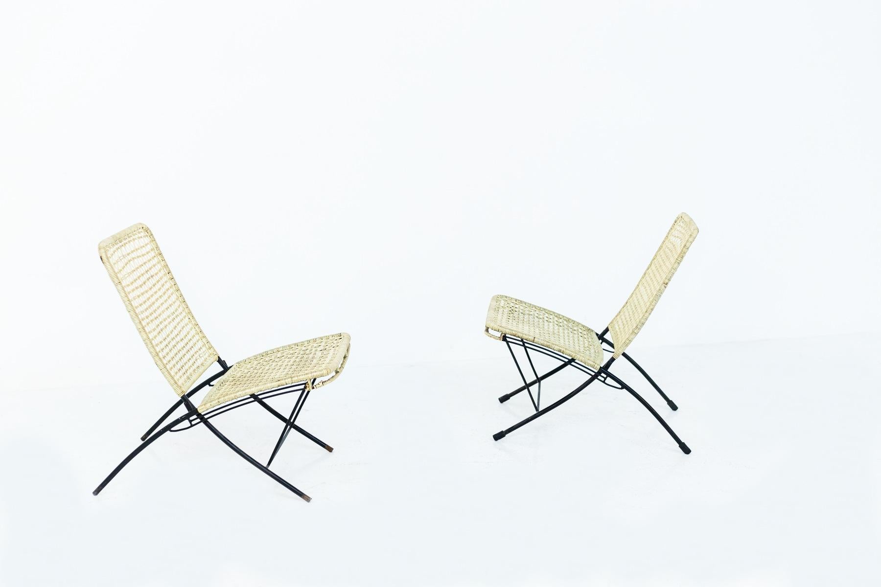 Vintage Italian Outdoor Armchairs in Iron and Plastic Rope 10